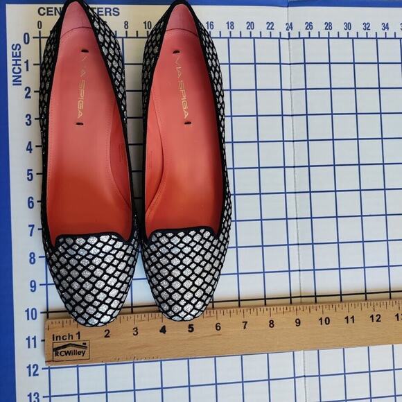 Via Spiga Flat Shoes Women's 8.5 M Edina Sliver Mesh Glitter Metallic Slip-on - Picture 10 of 16